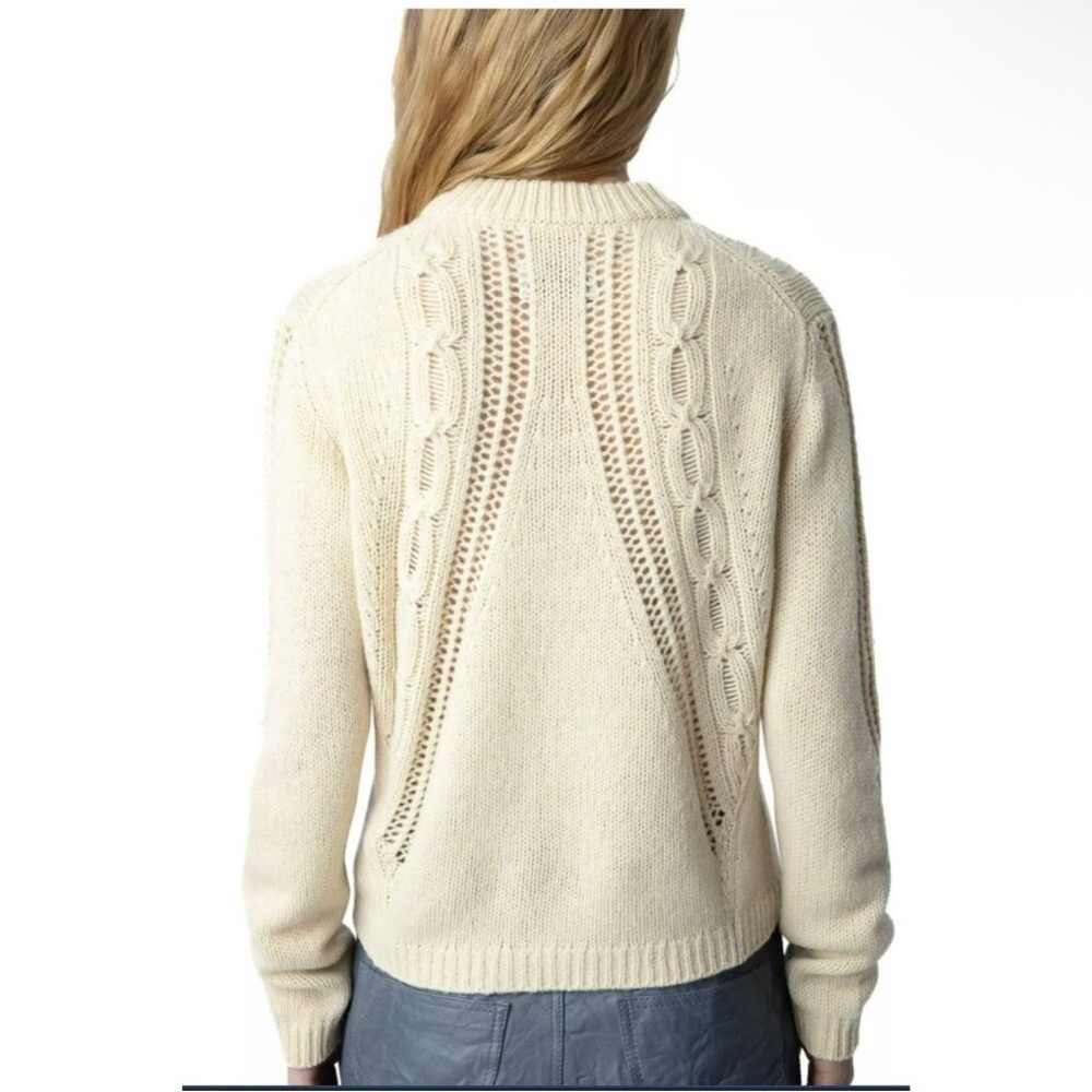 Zadig & Voltaire Morley Rhinestone Embellished Cable-Knit Sweater NEW size large - Picture 5 of 12